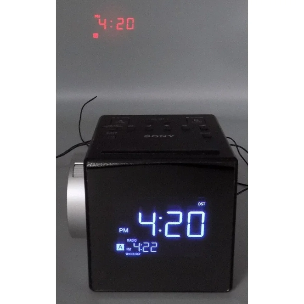 Sony Projection AM/FM Clock Radio Dual Alarm ICF-C1PJ USB Nature Sounds Works
